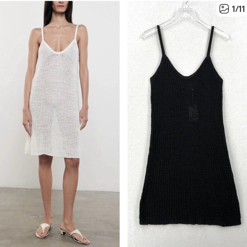 Enza Costa Open Knit Black Mini Dress
